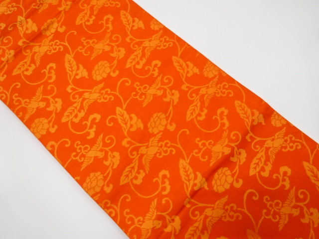 JAPANESE NAGOYA OBI / WOVEN PEONY ARABESQUE